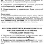 Перечень документов для установления отцовства